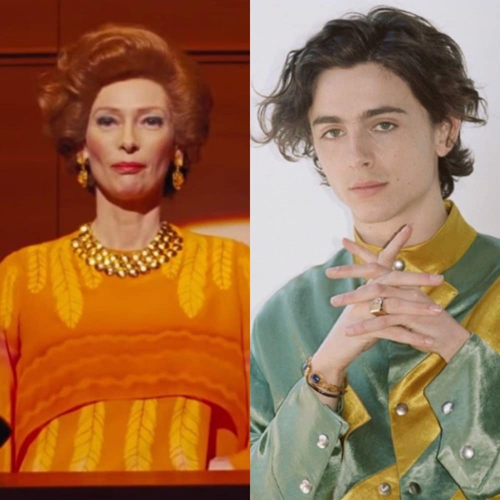 Tilda Swinton and Timothee Chalamet