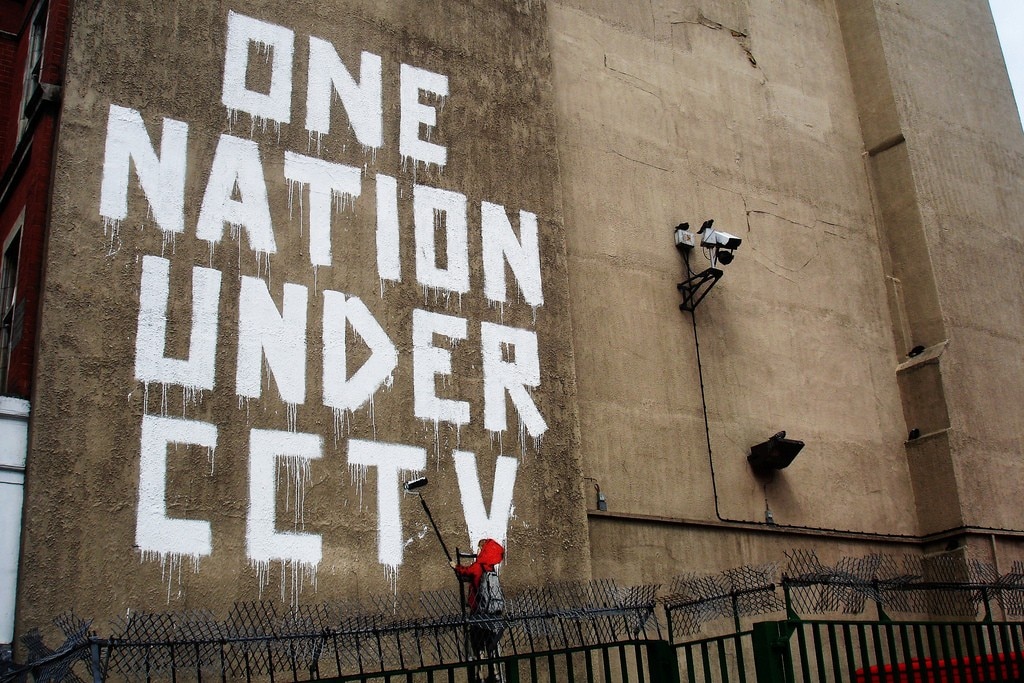 Banksy One Nation Under CCTV London graffiti