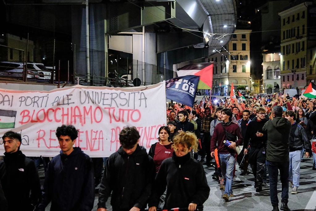 Genoa Dockworkers Protest Against Attacks On Sumud Flotilla
