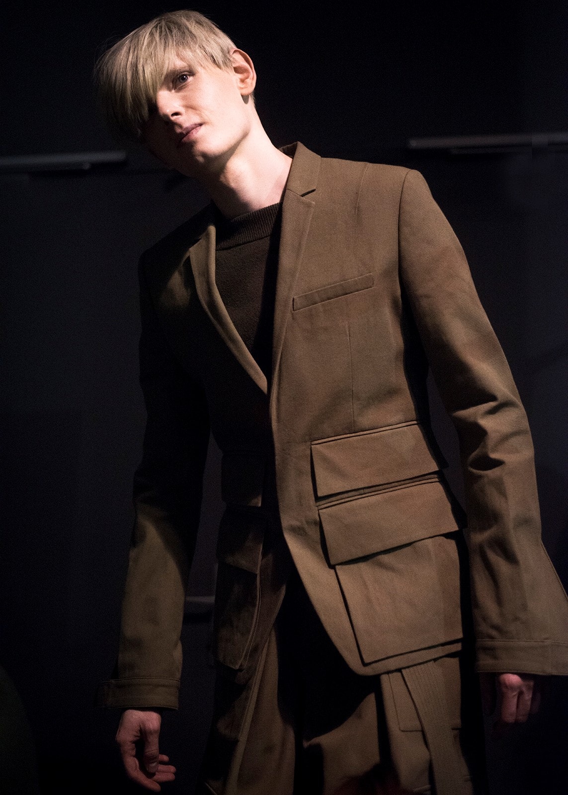 Juun.J AW15 Backstage Dazed Paris Brown Pocket Suit