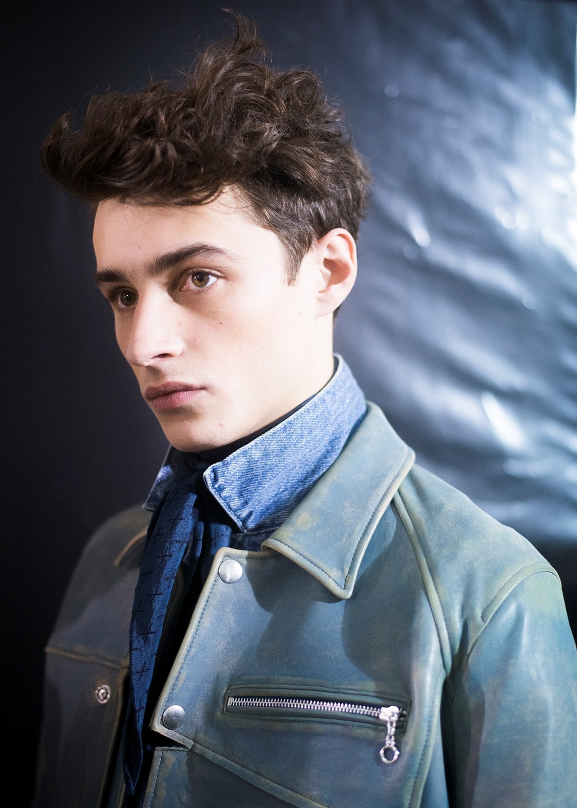 Miharayasuhiro AW15 Denim Shirt Blue Leather Jacket 