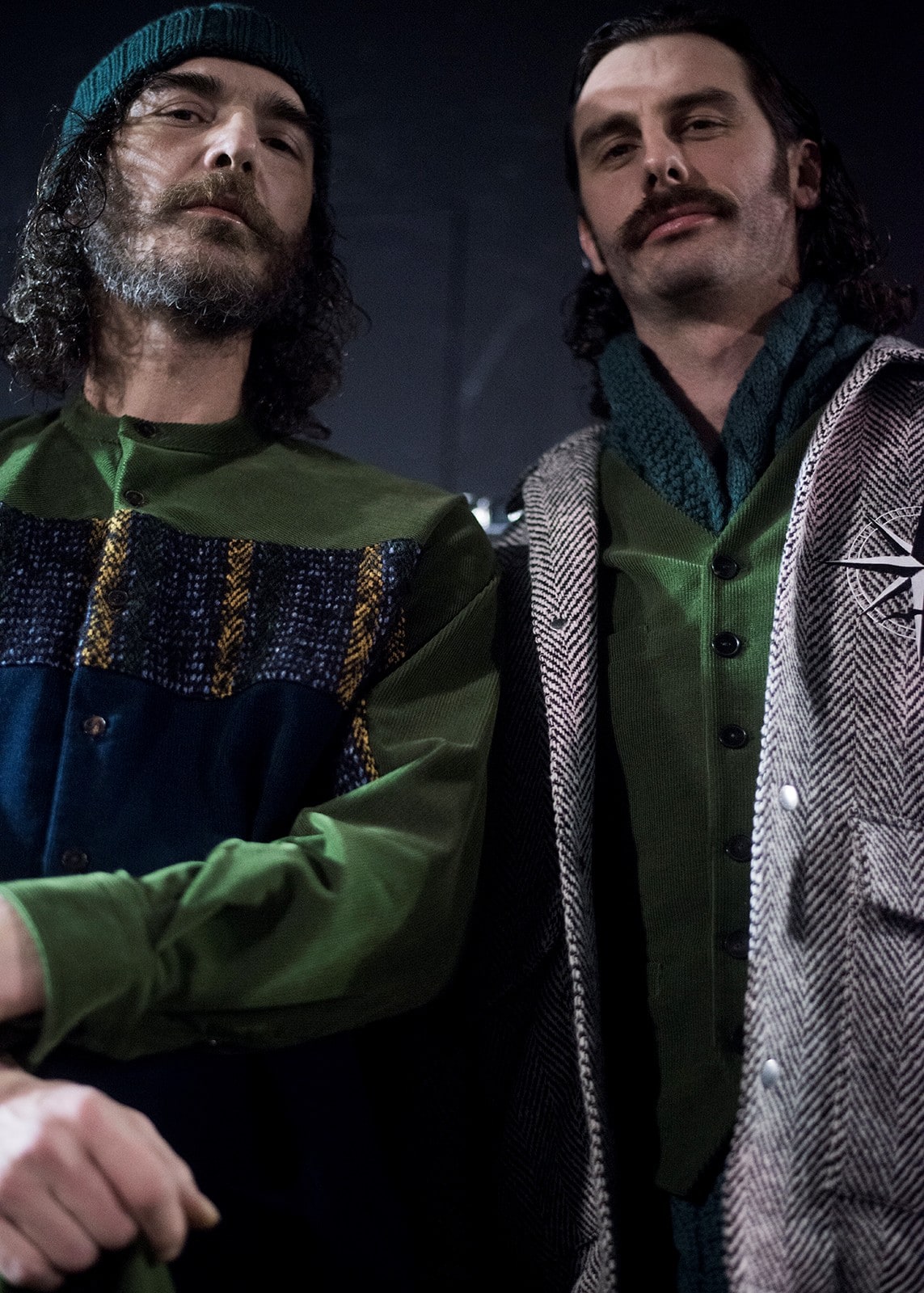 Umit Benan AW15 Green Textured Jacket Beanie Compass Motif