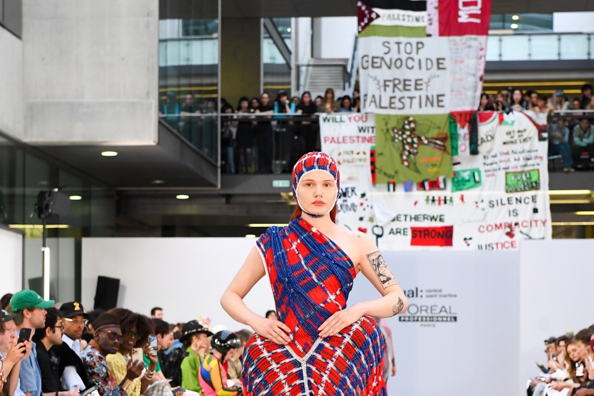 Palestine protesters take over the Central Saint Martins grad show