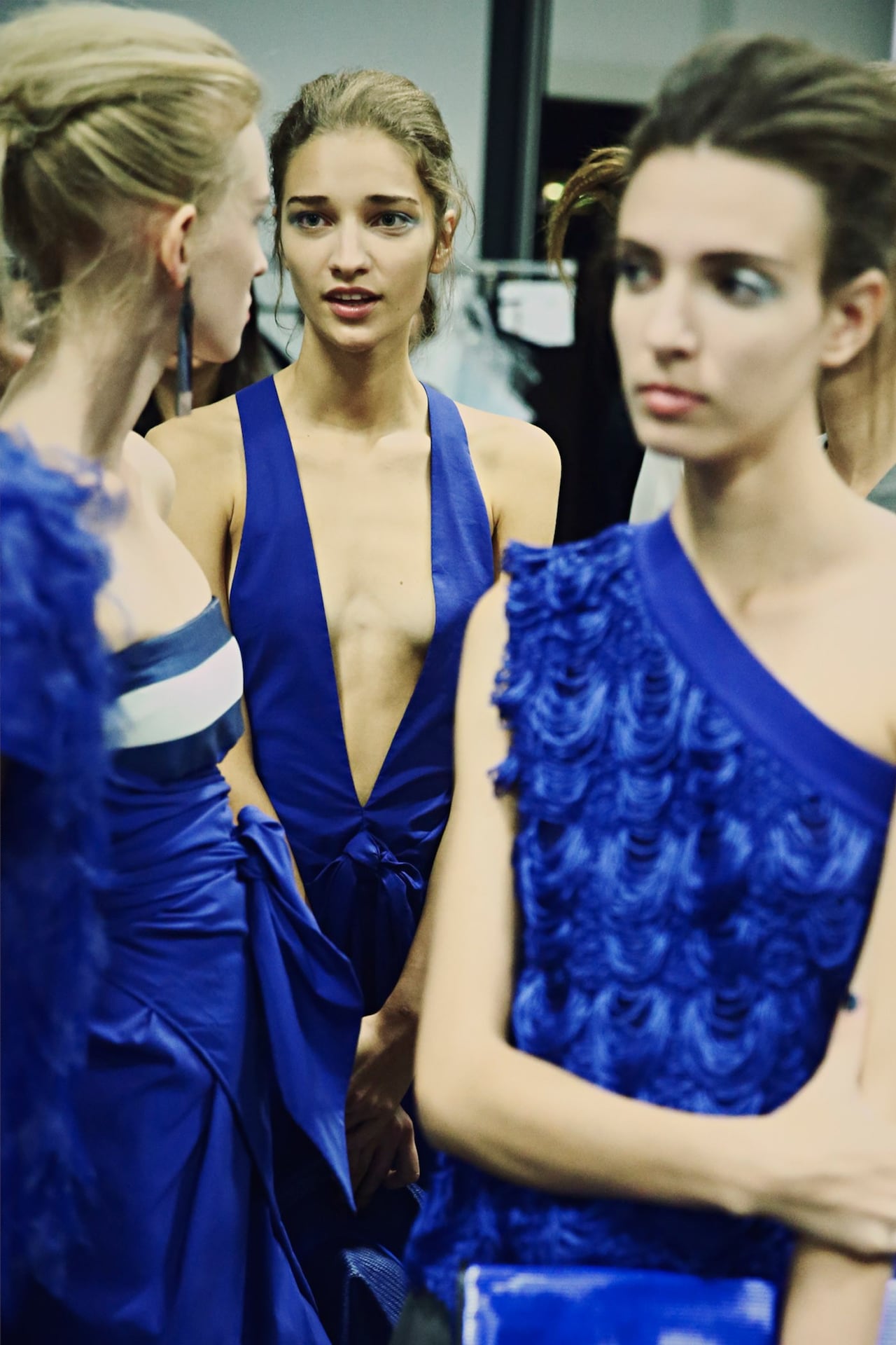 Backstage at Emporio Armani SS15