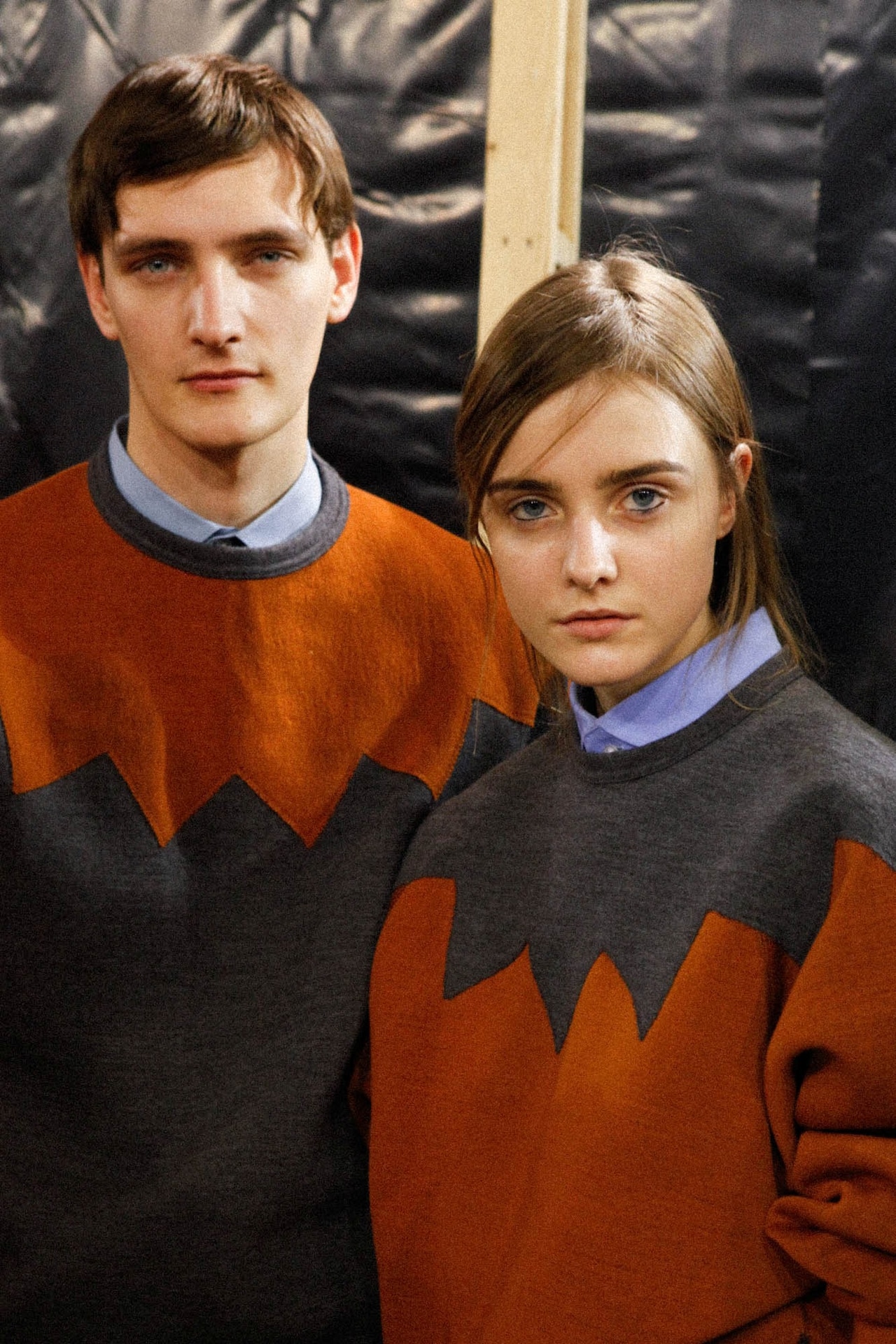 Kolor AW15 Mens Pair Matching Graphic Jumpers Collar Shirts