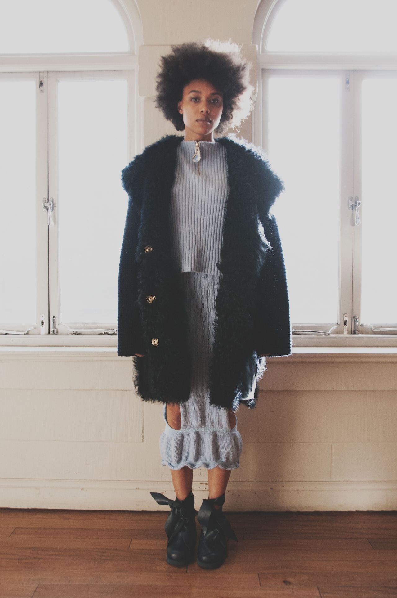 Helen Lawrence AW15 Womenswear Dazed fur coat knitwear