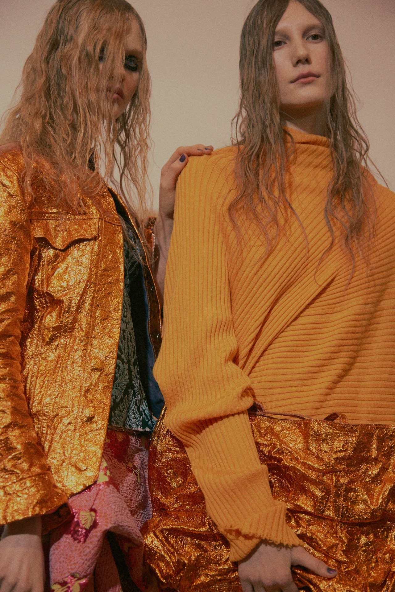 Marques’Almeida AW15 Womenswear Metallic Gold Jacket Yellow