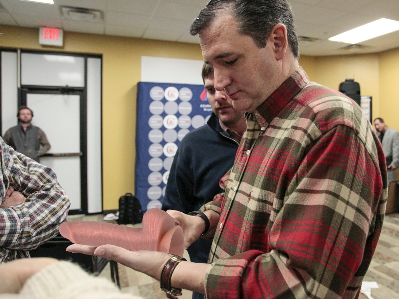 Ted cruz examining dildo