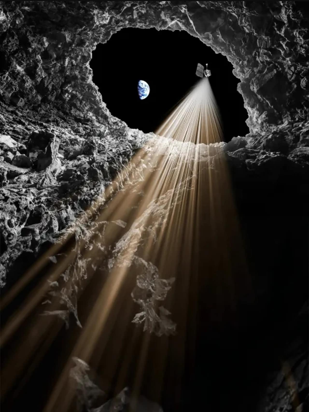 Artistic rendition of a moon cave