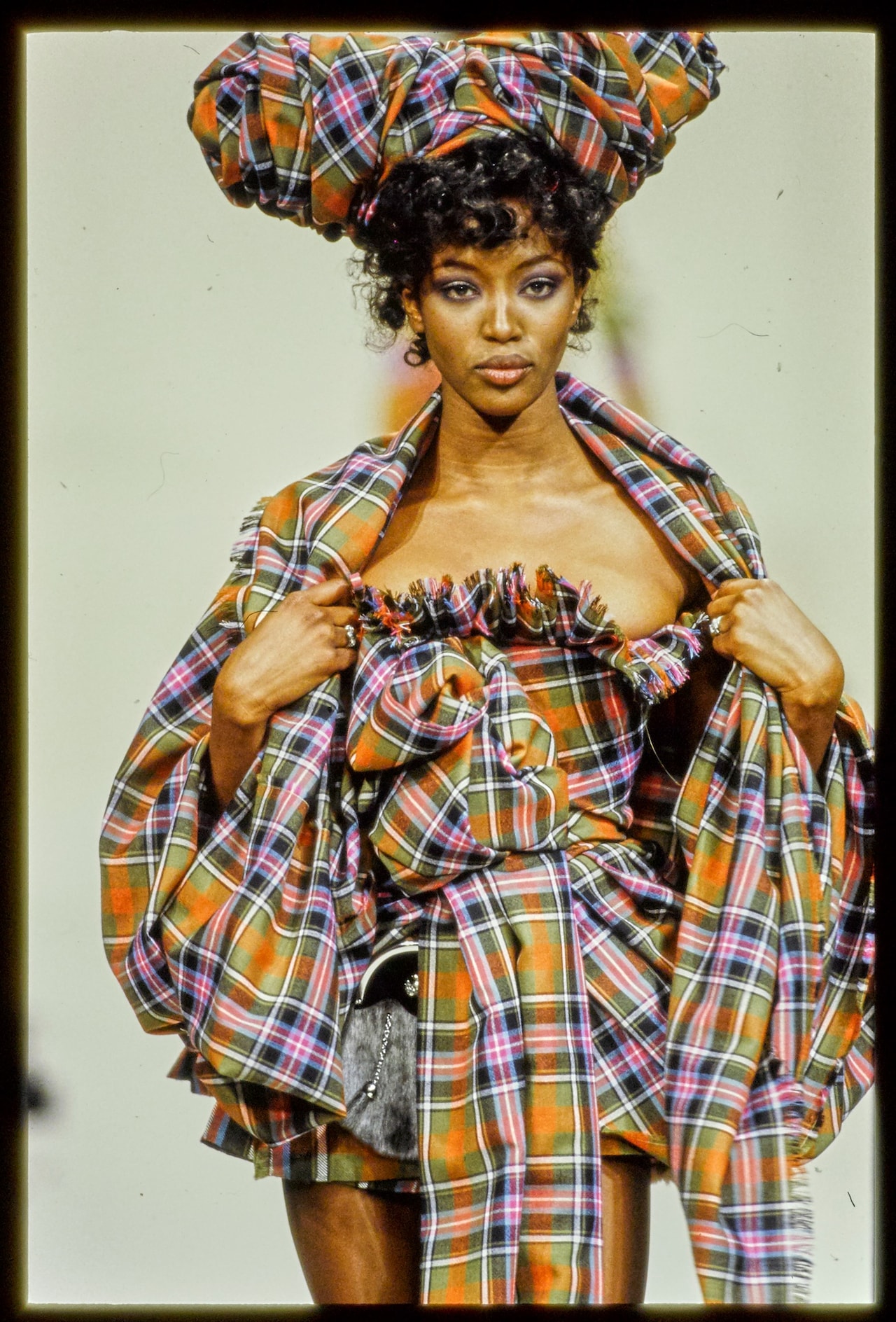 Naomi Campbell models in Vivienne Westwood AW9