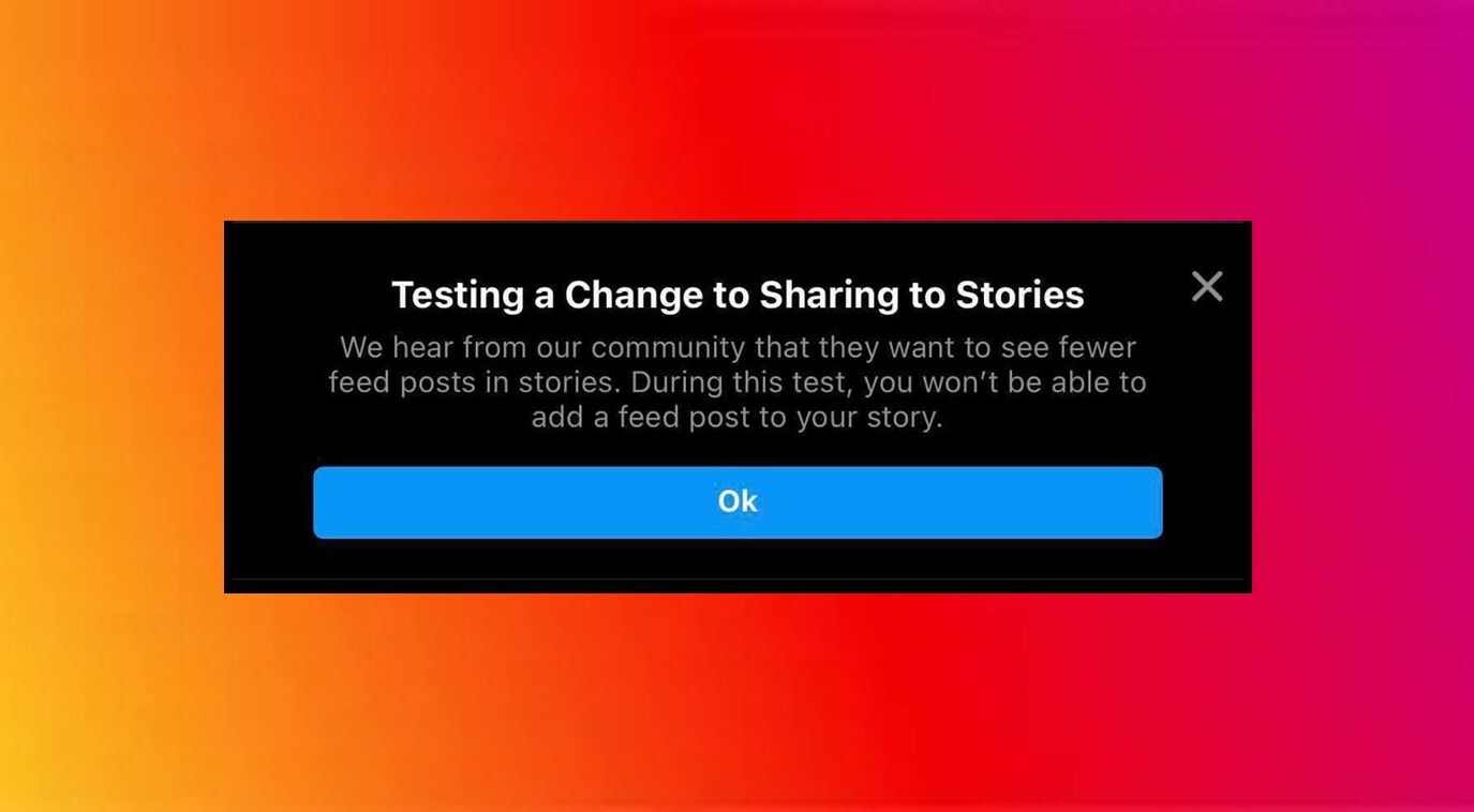 Instagram feed sharing ban