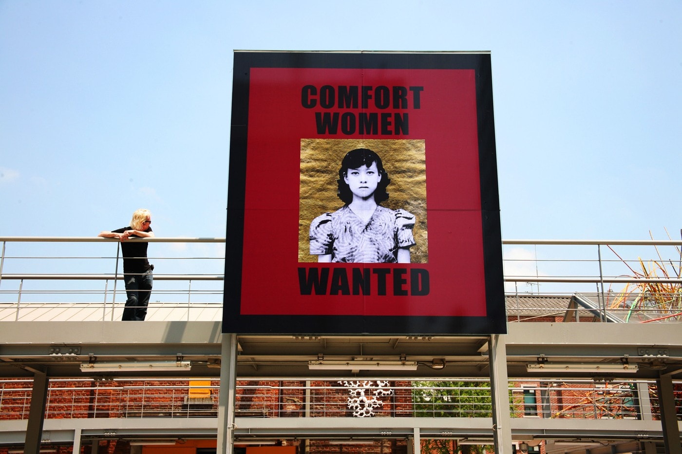 Ad-like billboard of a Taiwanese “comfort woman” survivor