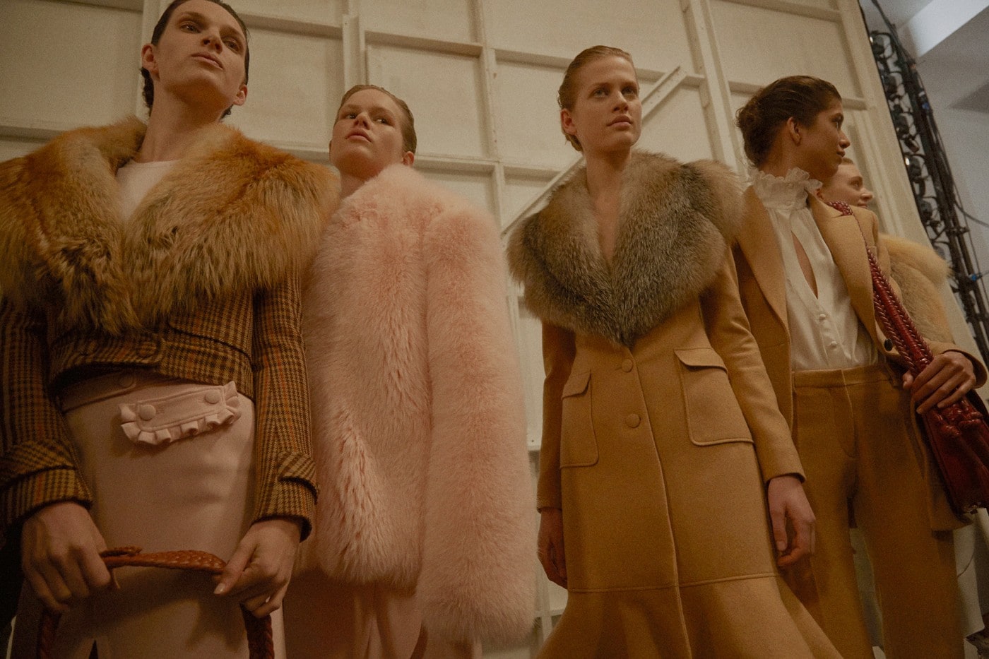 Altuzarra AW15 Fox Fur Lapel Tailoring High Neck Lace Blouse