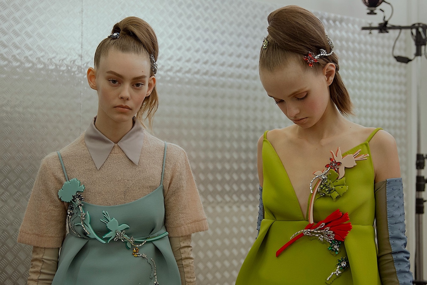 Prada AW15, Dazed backstage, Milan, Womenswear, bright green