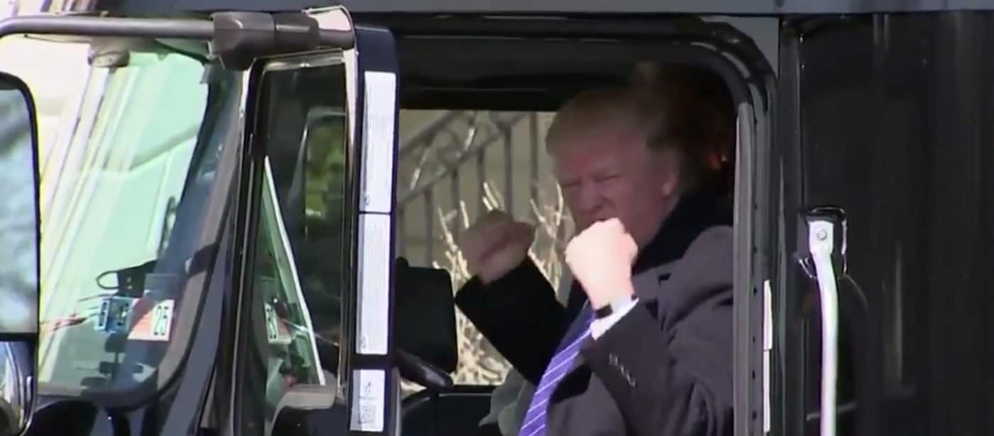 Donald Trump in a truck