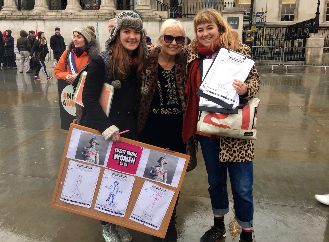 Miriam and Holly with a protestor at the Women's March