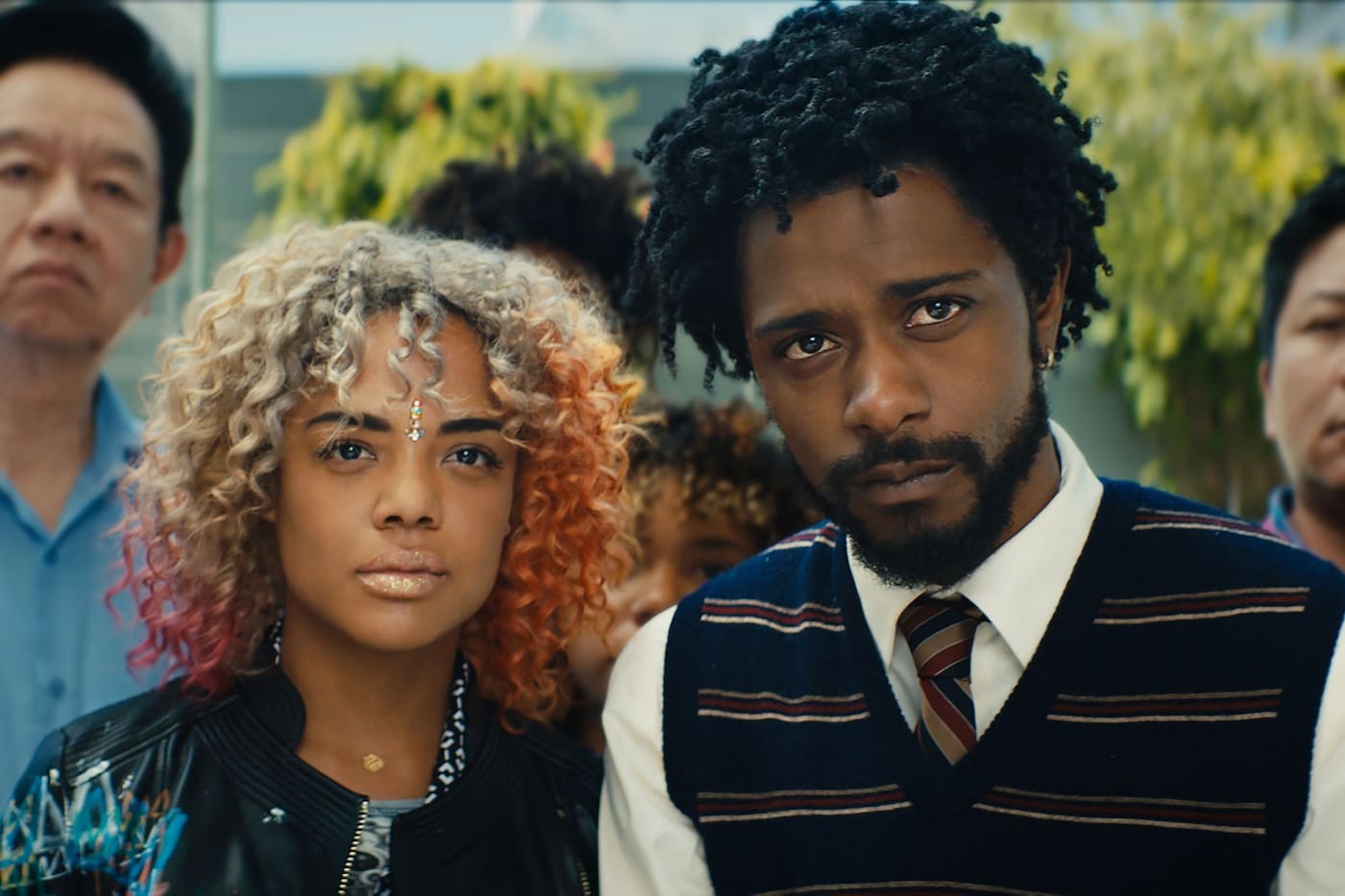 Tessa Thompson and Lakeith Stanfield in Sorry to Bother You
