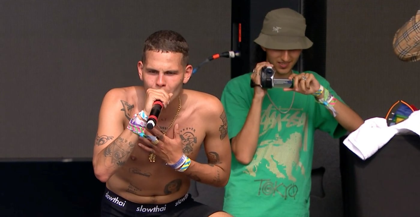 Slowthai performing at Glastonbury