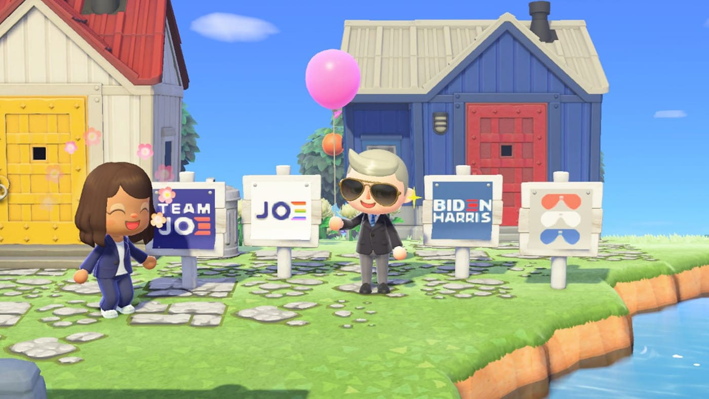 Joe Biden campaign in Animal Crossing