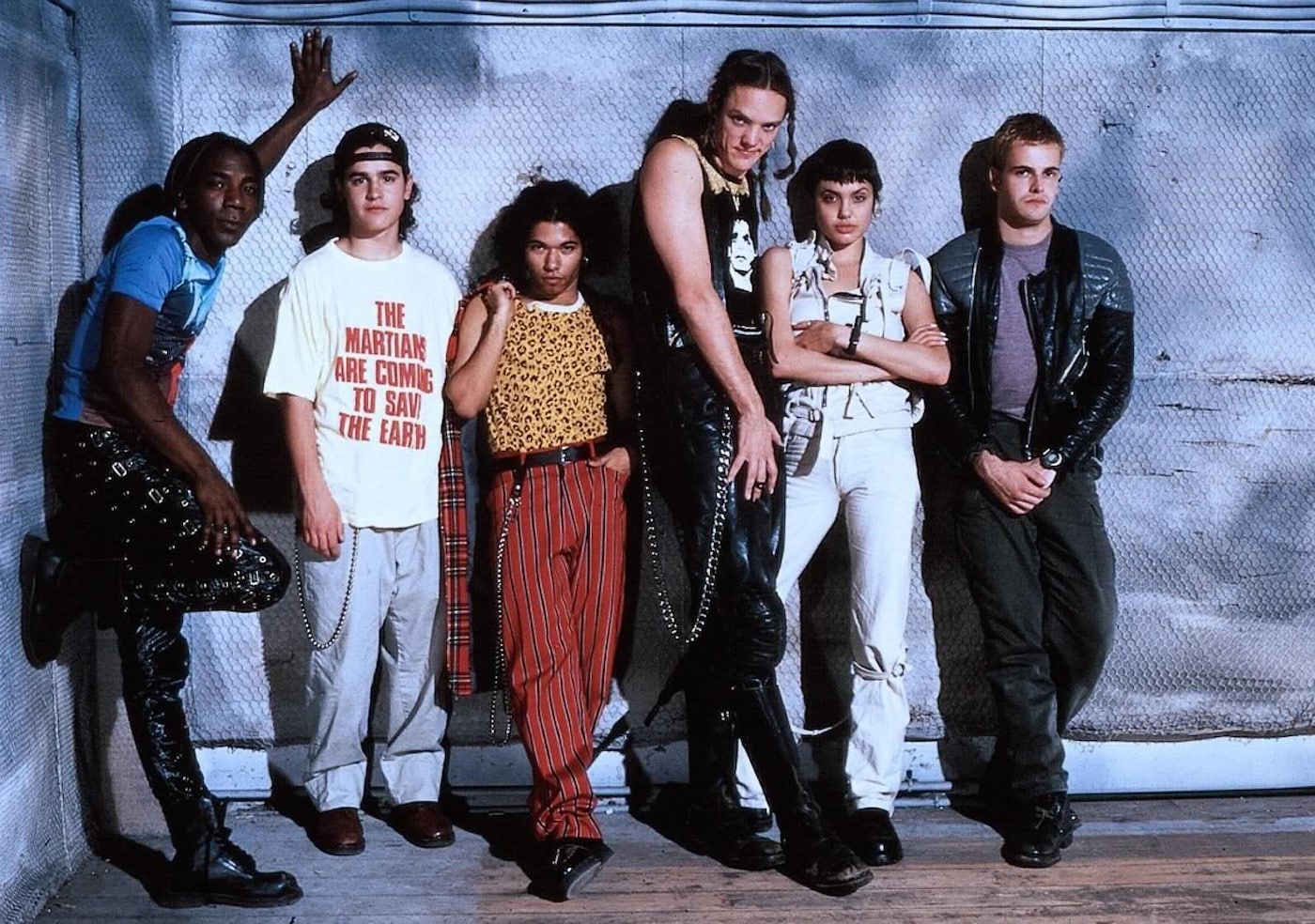 The cast of Hackers 1995 Angelina Jolie, Jonny Lee Miller