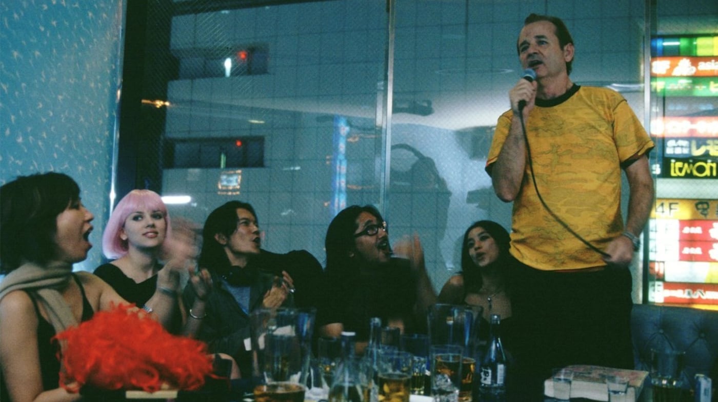 The karaoke scene from Lost in Translation