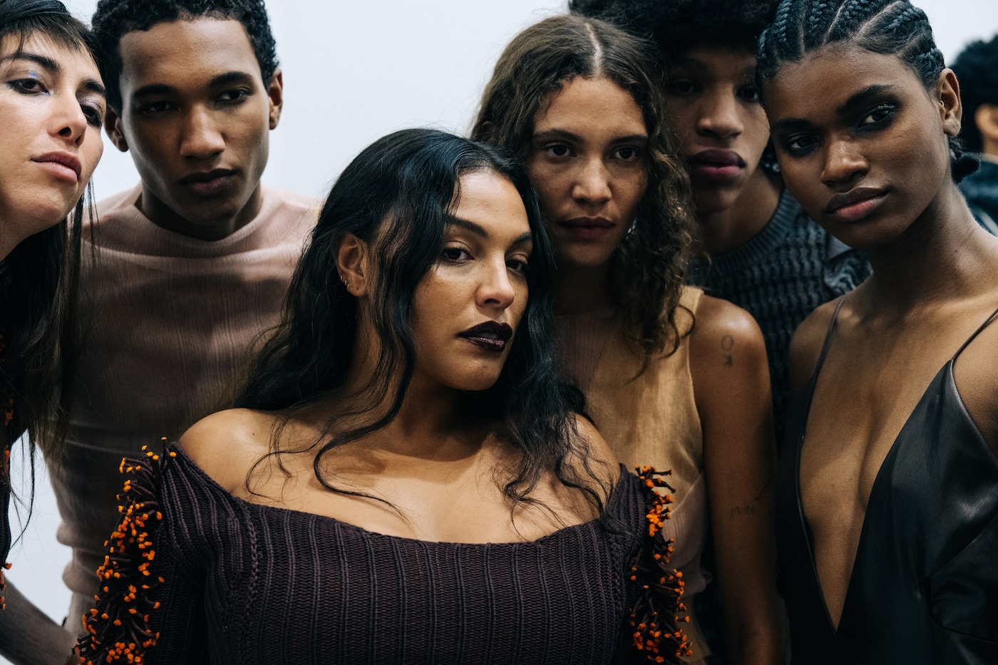Eckhaus Latta AW22, group shot of models in black