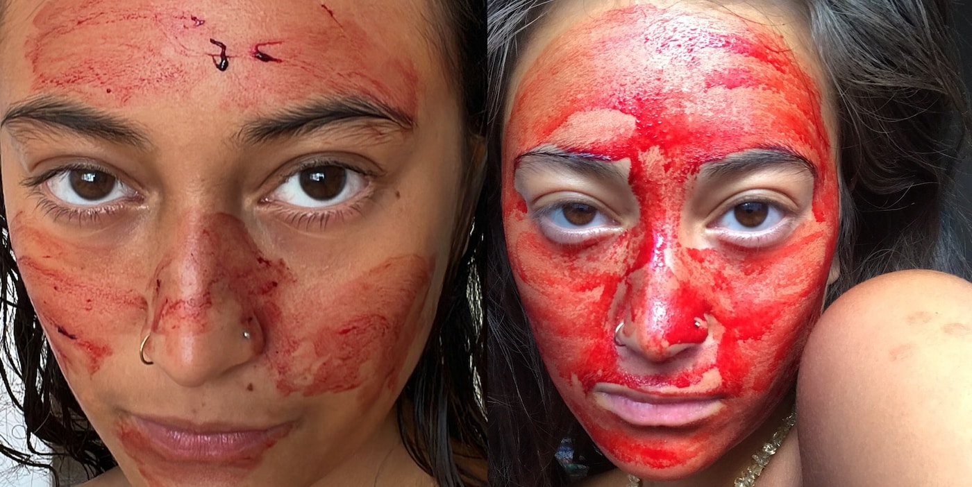 Period blood skincare face mask