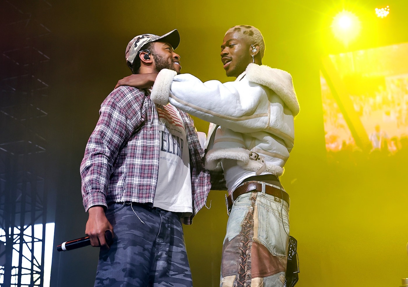 Lil Nas X (R) performs with Kevin Abstract coachella
