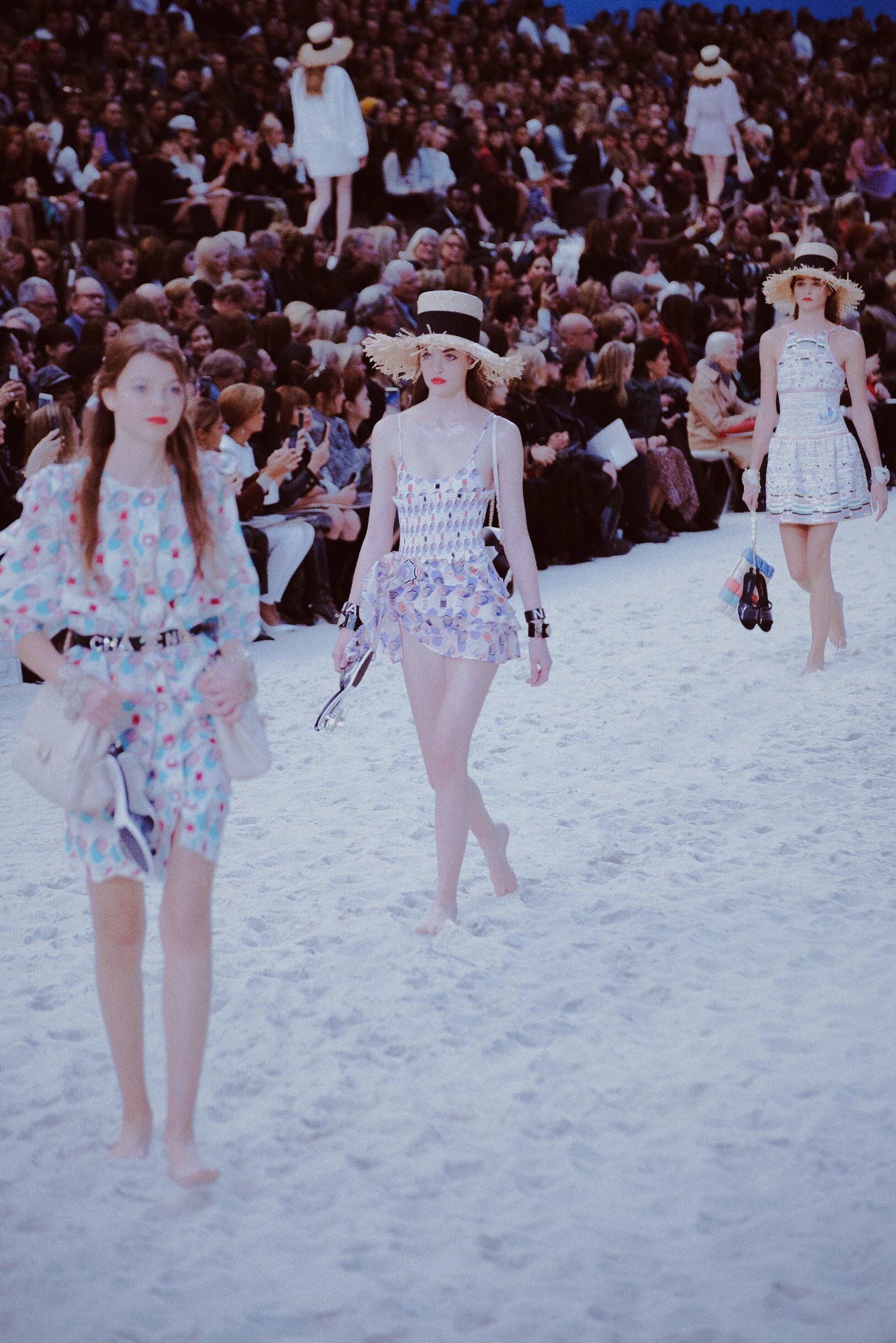 Karl Lagerfeld makes waves with catwalk beach at Chanel show