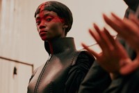 Gareth Pugh AW15, Britannia, Saint George&#39;s Cross, Leather 5
