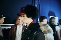 Backstage Dsquared2 menswear fur hat aw15 models milan 16