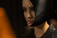 Thom Browne AW15, menswear Dazed backstage, mesh, millinery 23
