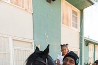 Anthony at home with his granddaughters 18