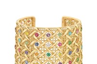 Woven yellow gold My Dior cuff, with diamonds and 11