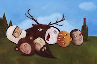 .&quot;hanging with the gang&quot; oil on wood 2008