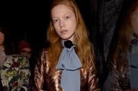 Gucci AW15 Dazed backstage Womenswear bow tie bronze 1