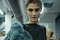 Giorgio Armani AW15 Dazed backstage Womenswear green fur 9