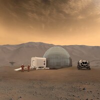 An artist’s rendering of Mars ‘ice home’ settlers