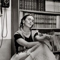 Frida in the Library of the Blue House (c. 1949)
