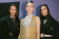 Backstage at the Prada AW20 fashion show 16 15