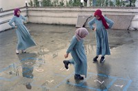 Sabiha &#199;imen, “Students play hopscotch...” 2