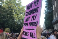 ‘Tories kill’ sign at Fck Gvt Fck Boris march 9