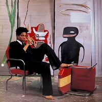 Jean-Michel Basquiat in his studio, Lizzie Himmel, 1985