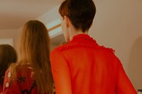 Emilio Pucci AW15 Dazed backstage Womenswear red sheer 14