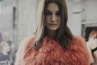 Philipp Plein AW15 backstage Womenswear corset orange fur 5