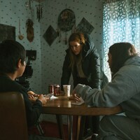 Ladainian, Riley, Gina on set