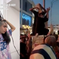 Iranian women shaving heads in protest of Mahsa Amini