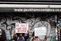 Protesters outside Peckham Hair and Cosmetics 7