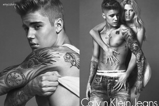 Justin Bieber and Lara Stone for Calvin Klein
