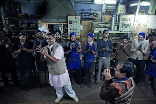 Jiten Kohi, 45, leads a laughter yoga session at S